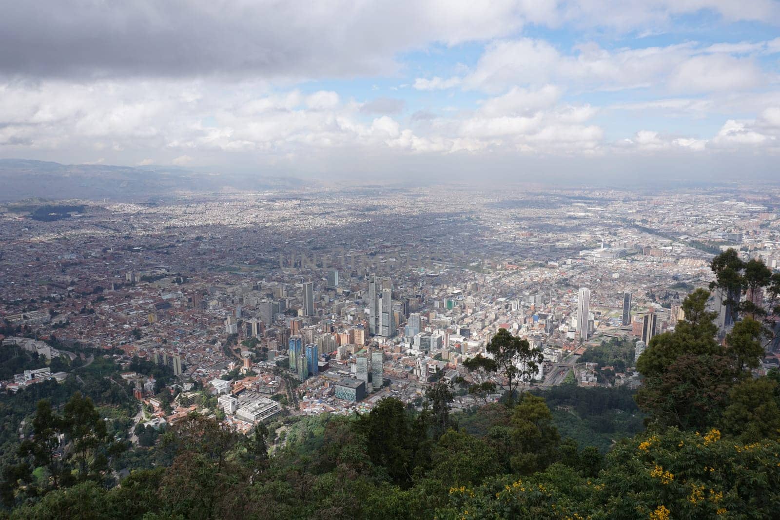 View onto Bogota from Monserrate view point hill cerro de Monserrate, Colombia 2020