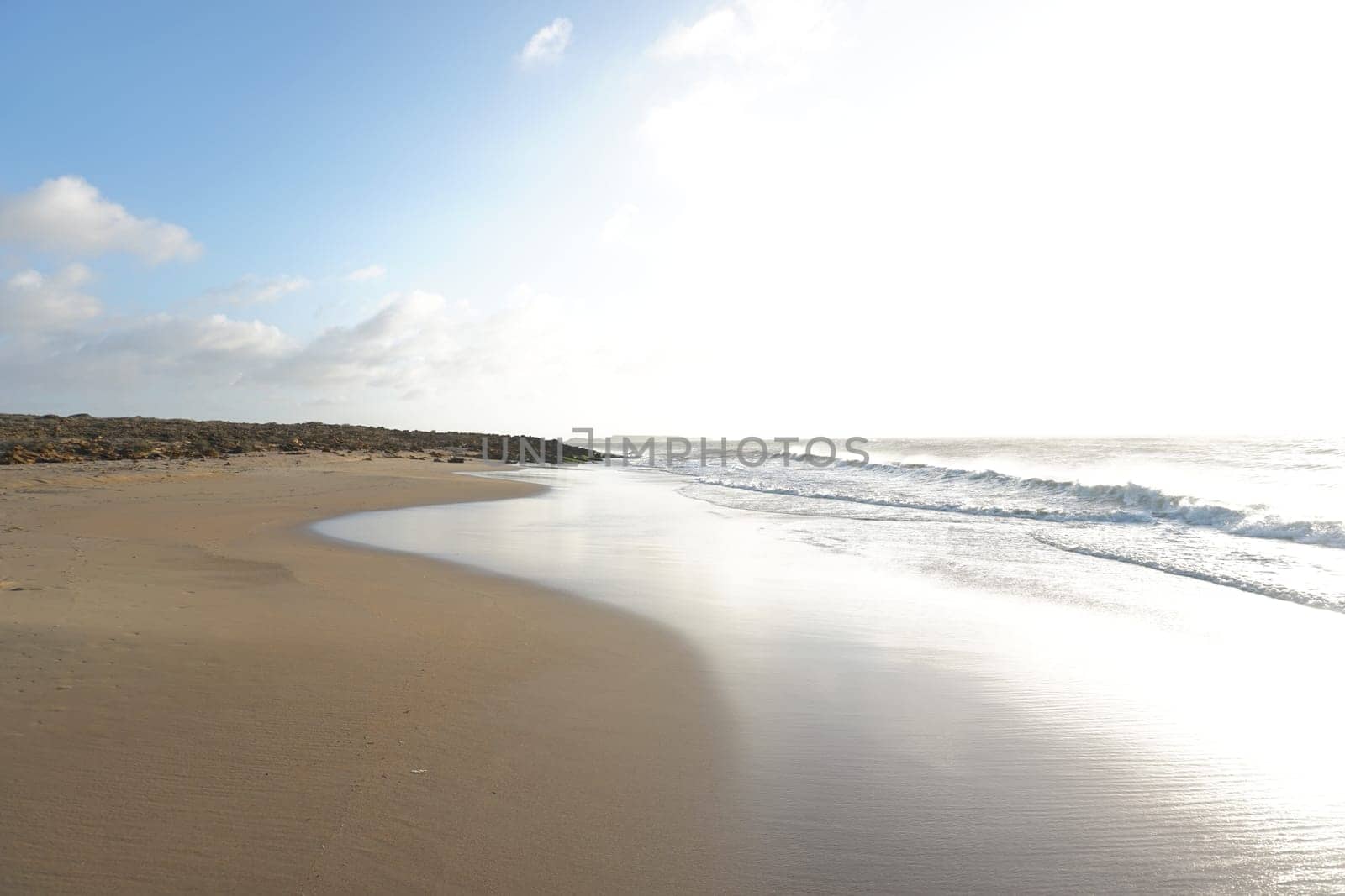 Beautiful reflection on the beach Playa Punta Agujas, close to Punta Gallinas, La Guajira, Colombia 2020