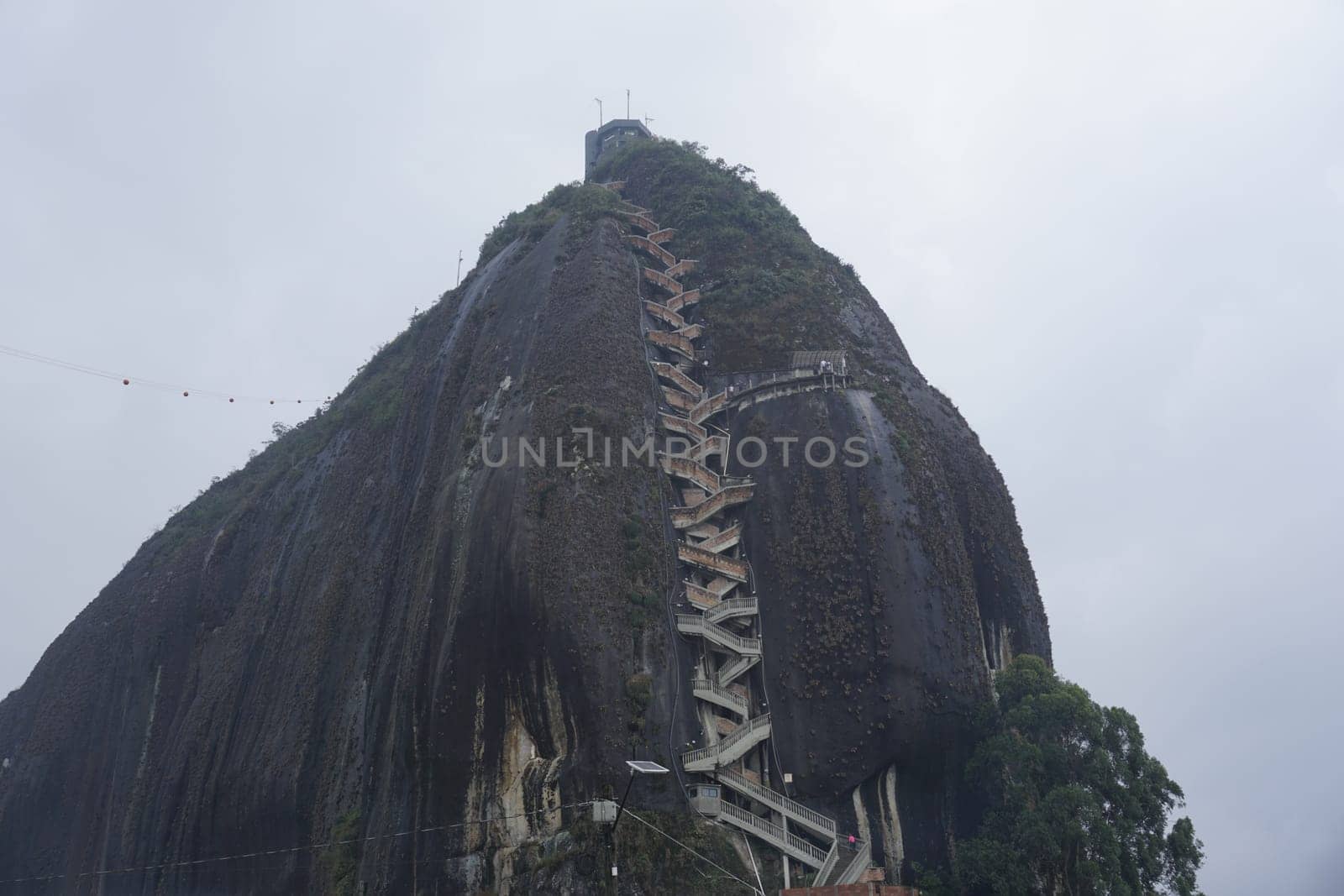 the rock of Guatape, El Penon de Guatape with its famous staircase, close to Medellin, Colombia 2020