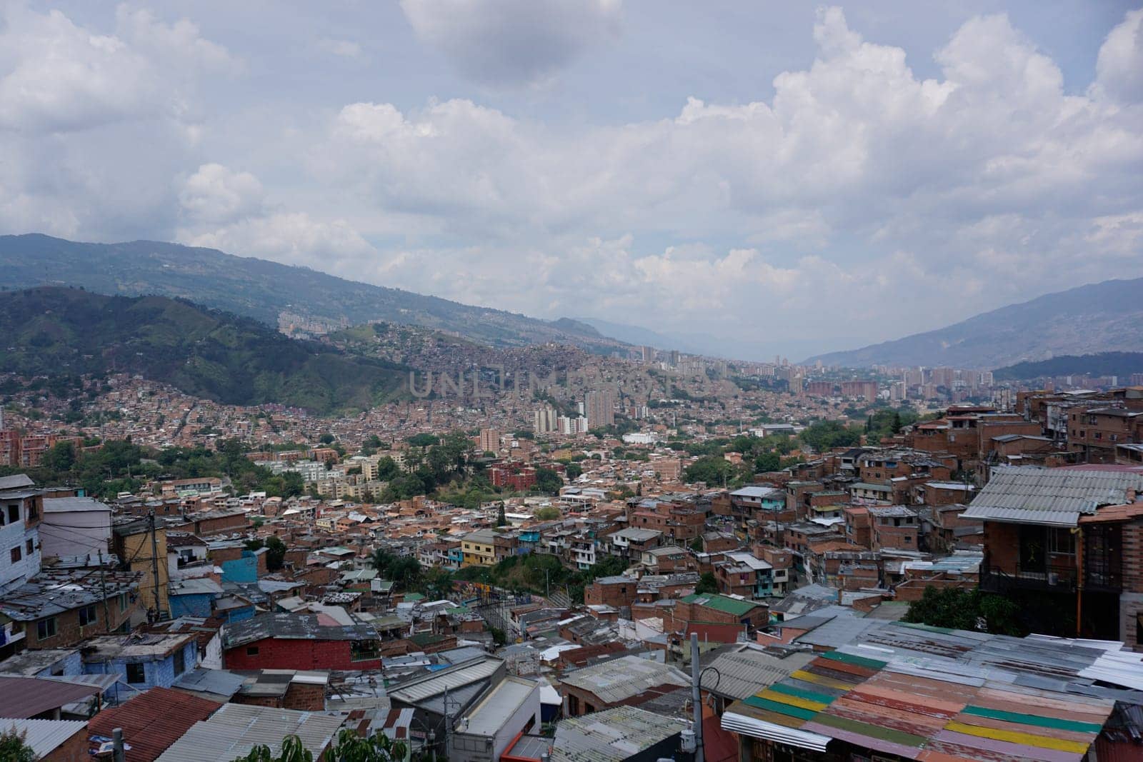 View onto the Comuna 13 from the very top, Medellin, Colombia 2020