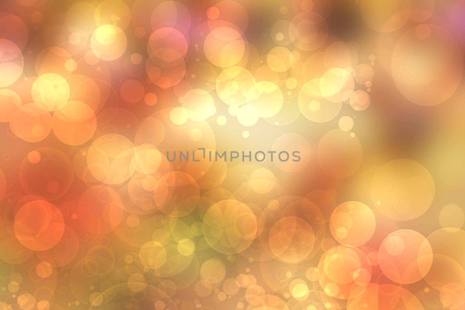 A festive abstract delicate golden gradient yellow orange background texture with glitter defocused sparkle bokeh circles and stars. Card concept for Happy New Year, party invitation, valentine or other holidays.