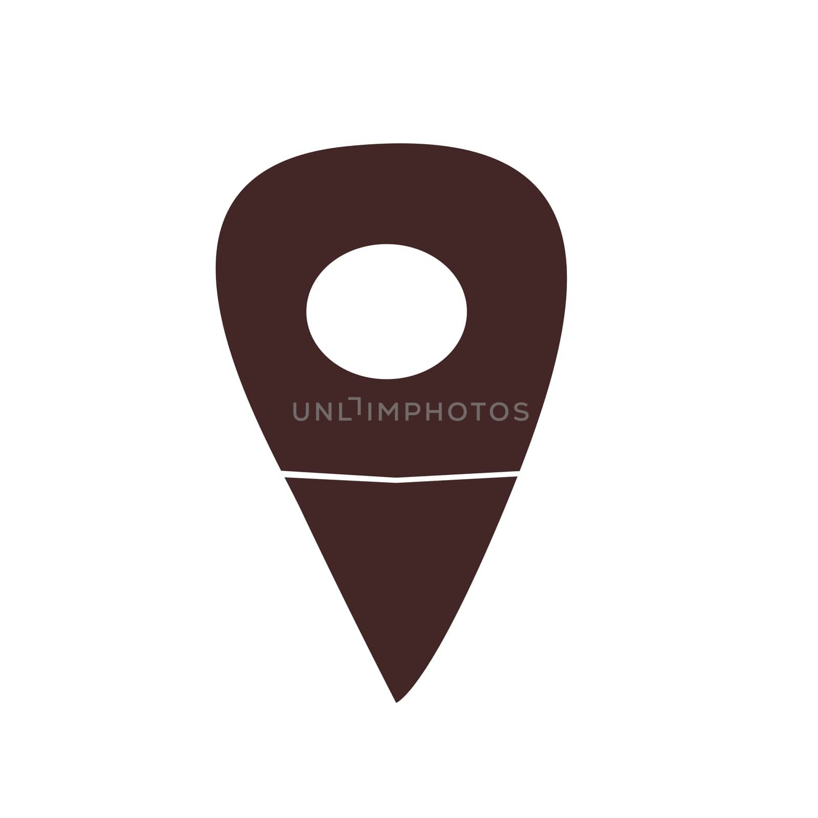 button gps icon of broun color in a cartoon style. Vector illustration. Pin for map geography