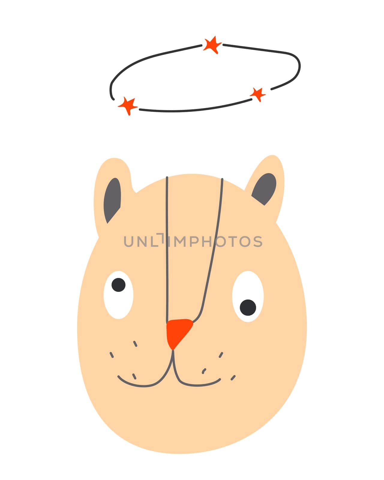 dizzy cat in a cartoon character illustration. Vector illustration on white background