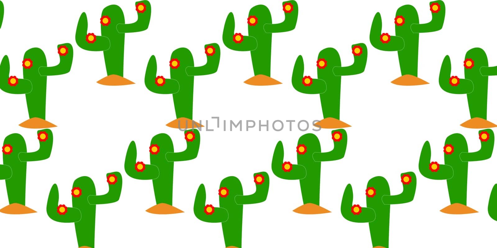 bright mexican pattern with cacti on white background. Vector illustration