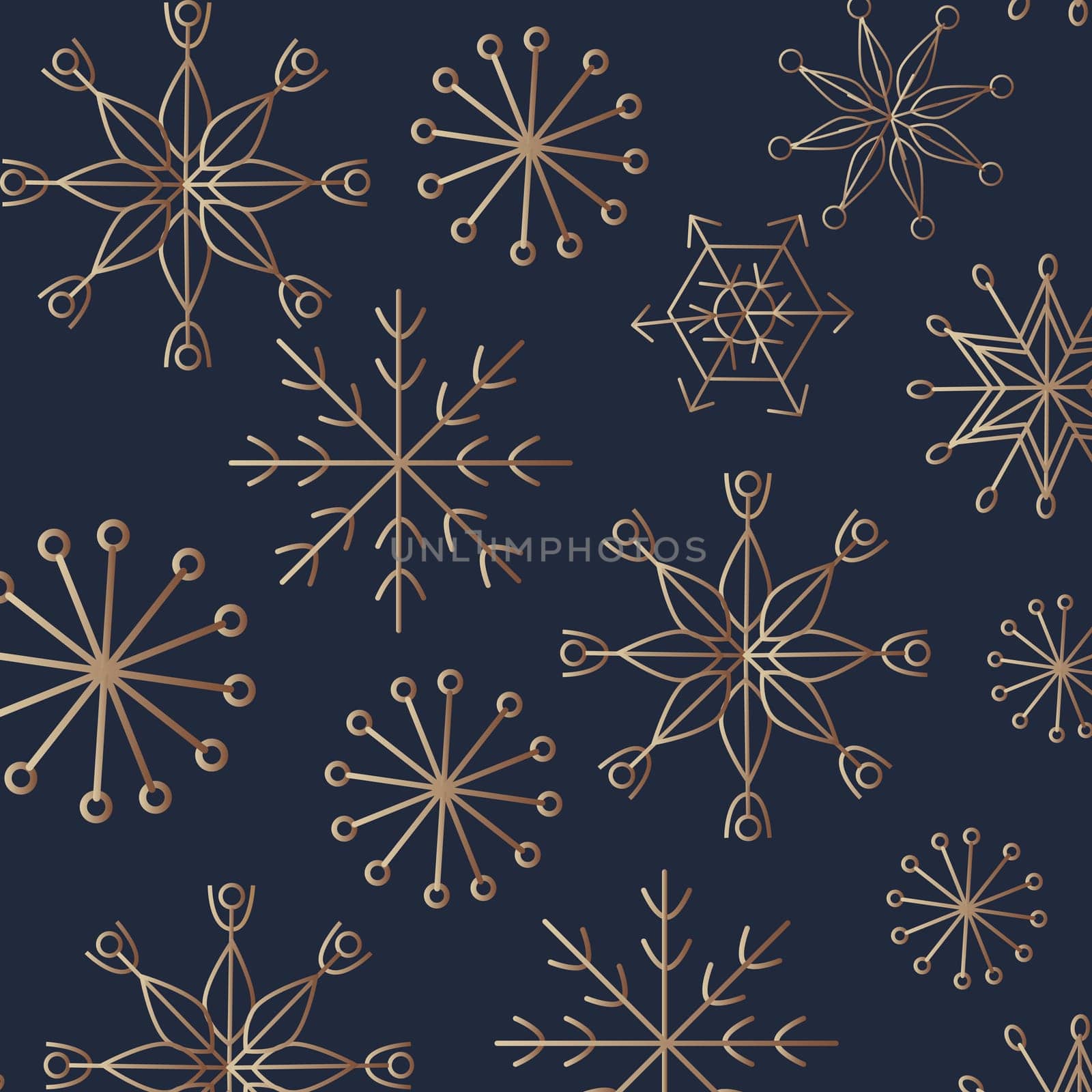 pattern with golden snowflakes on dark background. Vector illustration can be use for wraping paper xmas decor, wallpapers, banners and greeting card.