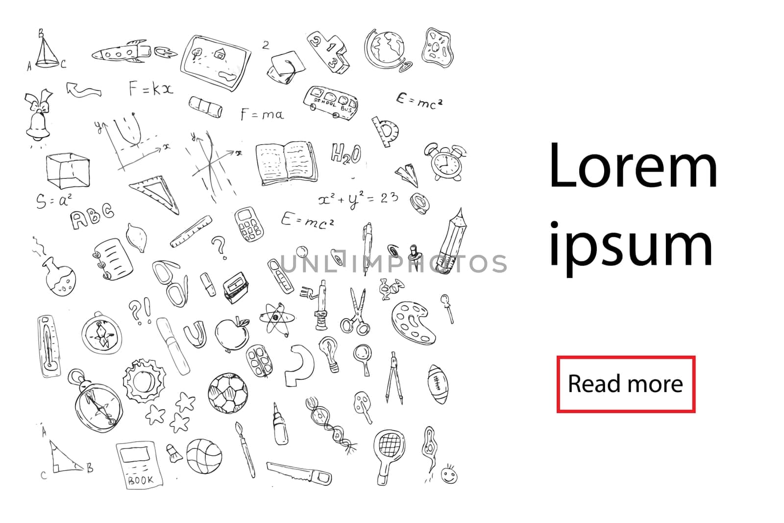 Back to school, online school banner, lending page. Vector illustration on white background.
