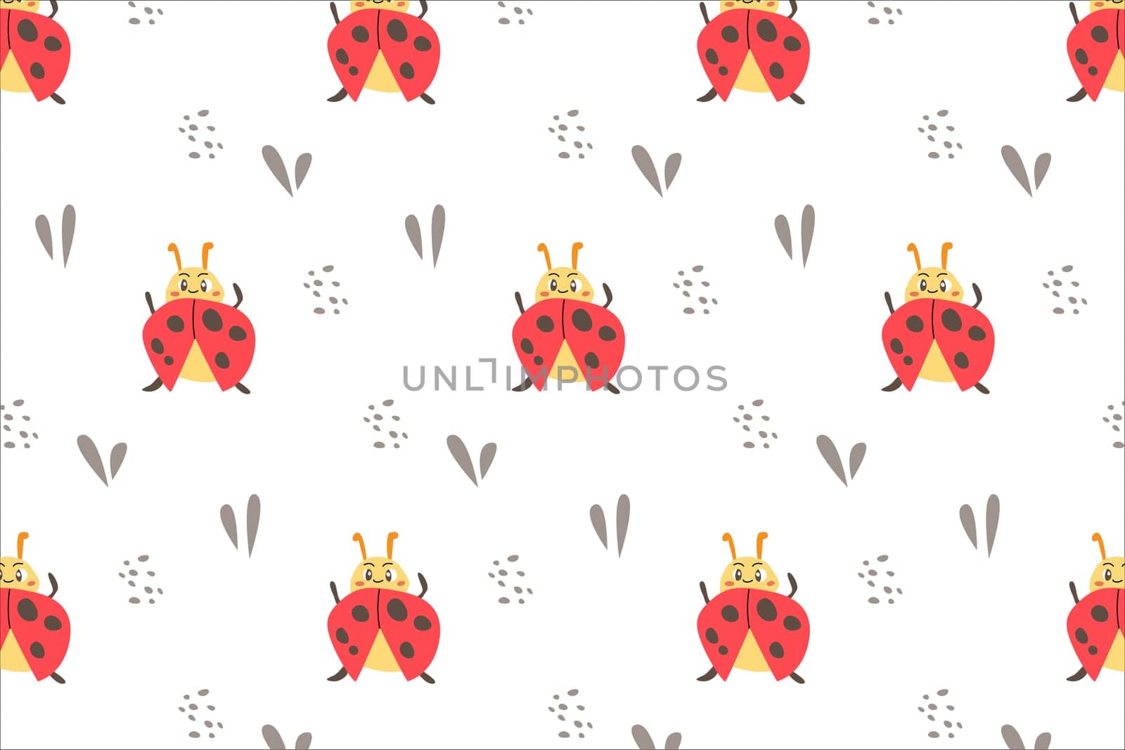 cute baby animal background - pattern with red bugs. - ladybugs Vector illustration for childish textile, wrapping papers, fabric design.
