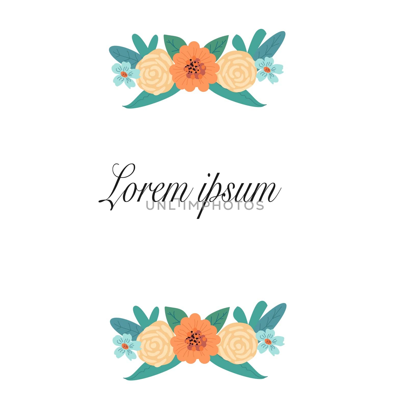 floral border of roses and peony - template. Vector illustration usable for invitation card, menu template, wedding banner.