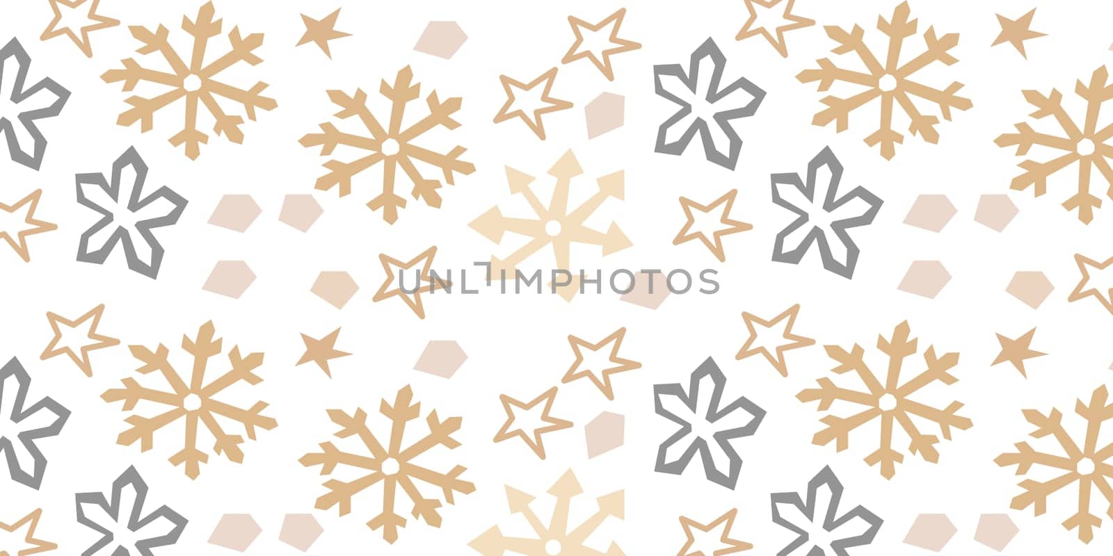 Vector Seamless Winter Pattern Background with Silver and Gold Snowflakes. Usable for print and web design, for wrapping, wallpapers.