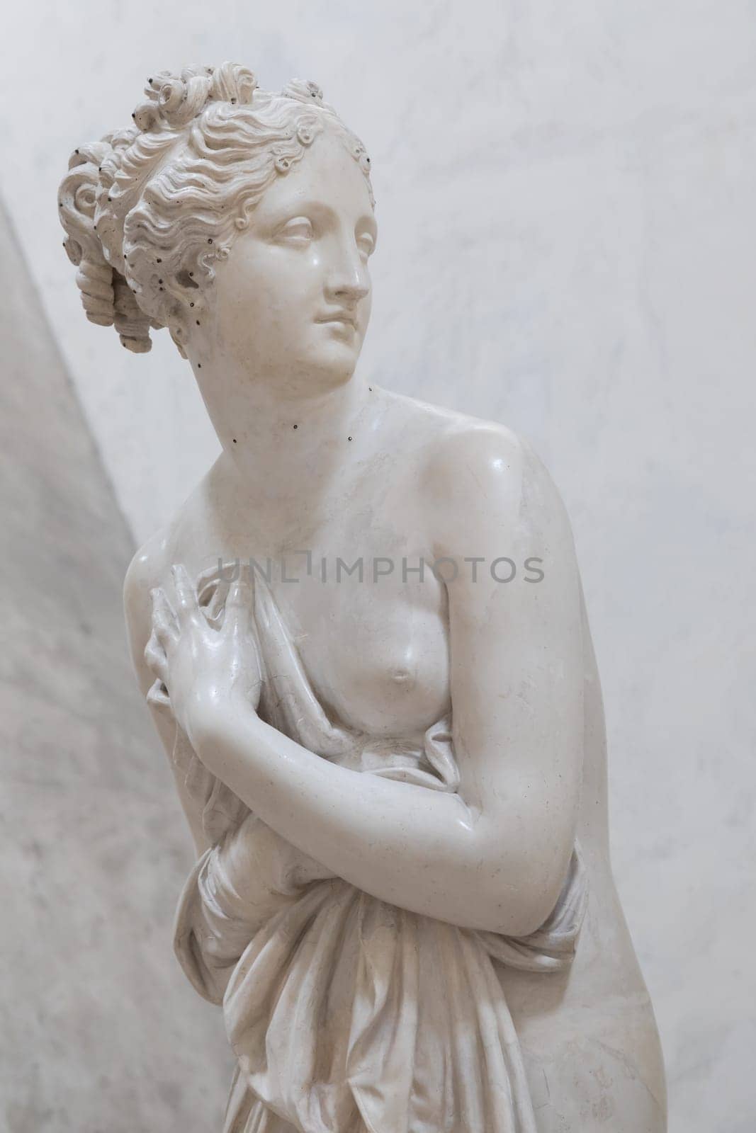 Possagno, Italy - June 2022: Venere Italica - Italian Venus - by Antonio Canova, 1811. Beautiful goddess statue in museum