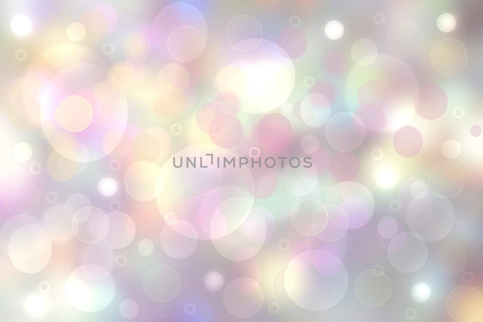 Colorful party invitation background. Abstract pastel yellow pink texture with blurred bokeh lights and soft color circles. Beautiful backdrop for design of invitation for various holidays. Card concept.