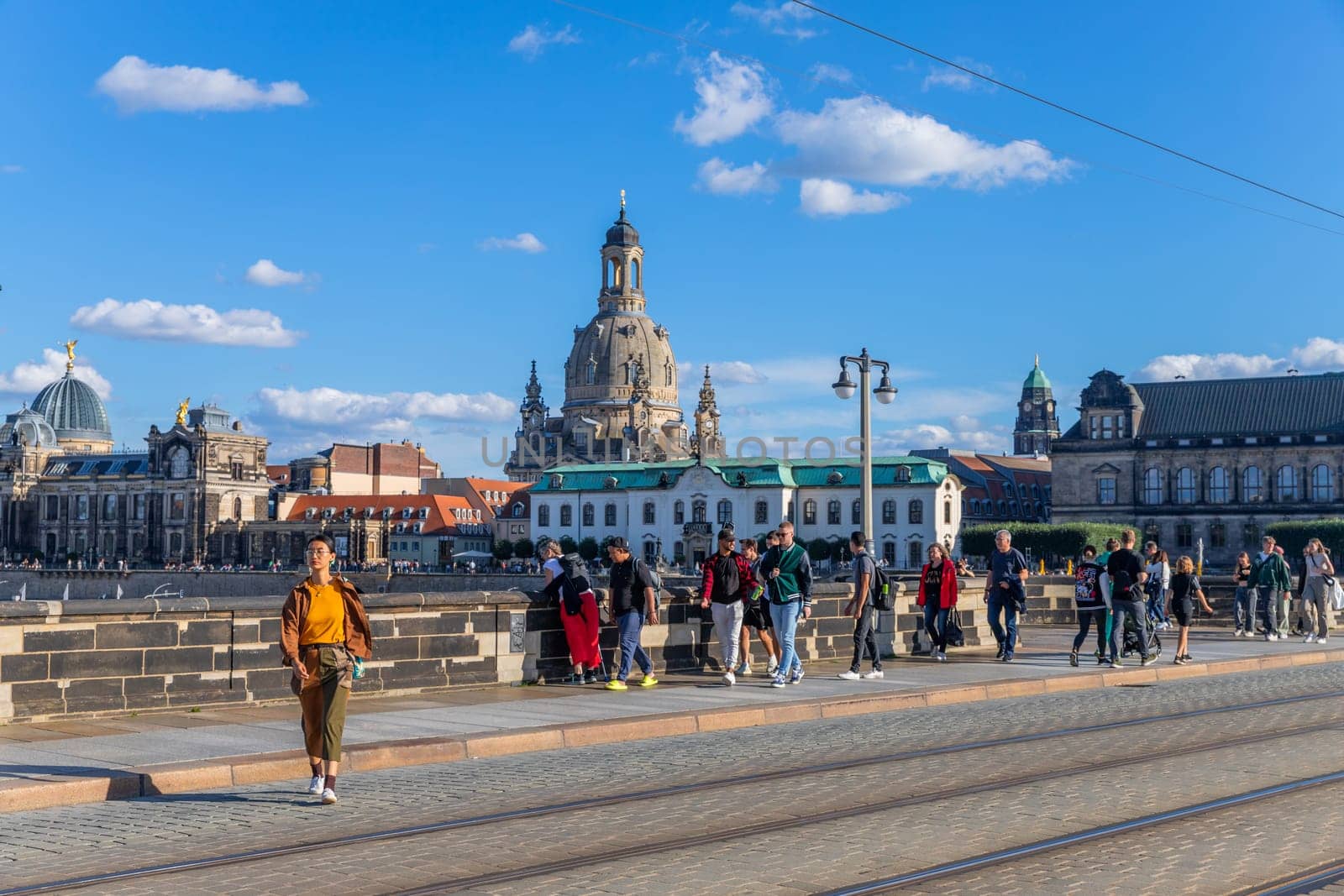 Dresden, Germany - August 11, 2023: Street view in Altstadt (Old Town) district of Dresden