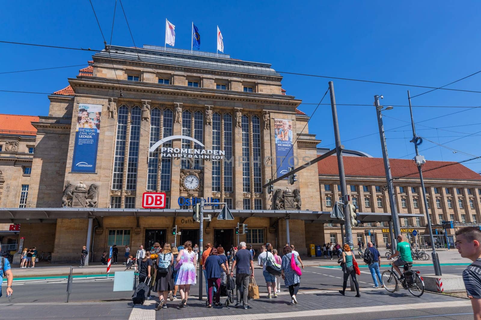 Leipzig, Germany - August 8, 2023: Leipzig Hauptbahnhof (Train Station), Leipzig main railway station in Leipzig, Germany
