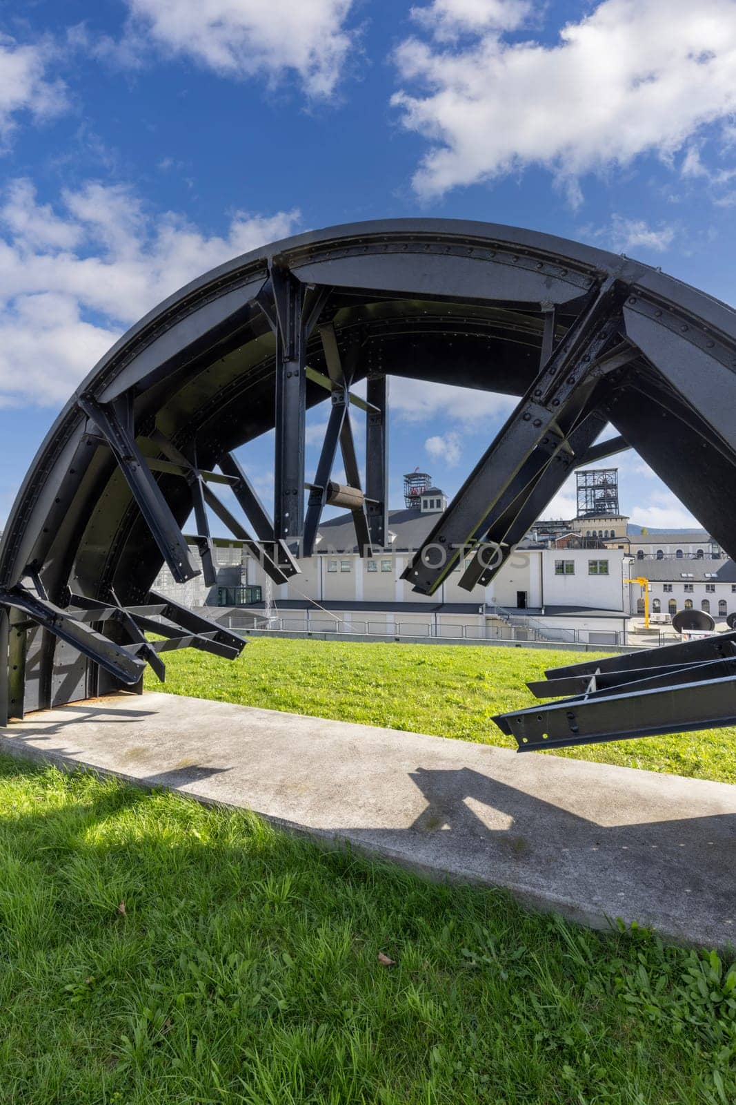 Walbrzych, Poland - October 1, 2021: The Old Mine Science and Art Centre, museum located in the historic Julia Coal Mine. Fragments of old machines used in coal mines