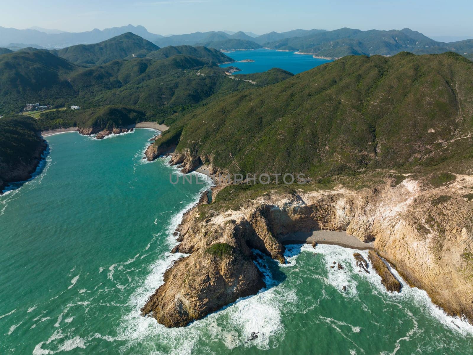 Aerial view of Hong Kong Sai Kung natural landscape geopark