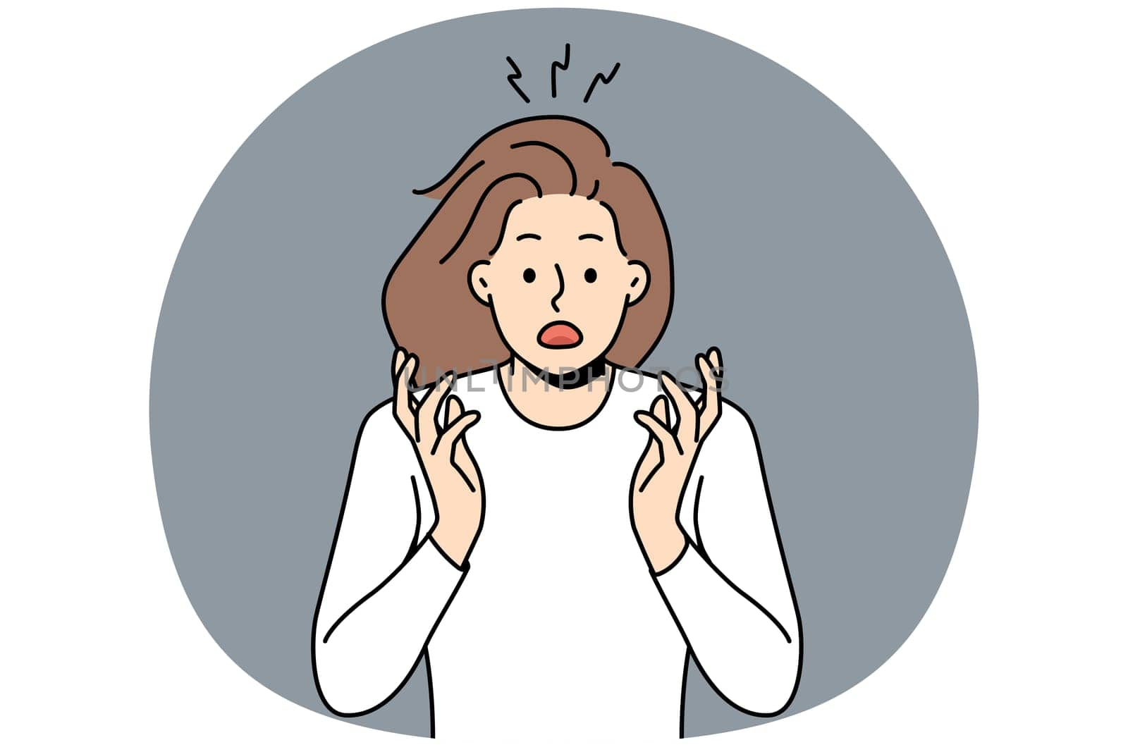 Stunned woman feel shocked and scared