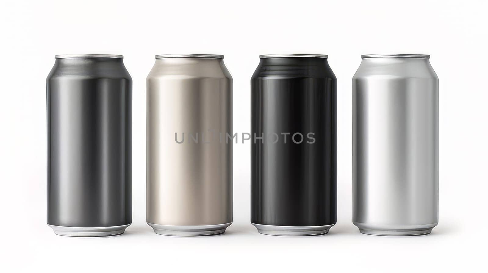 Blank recyclable aluminum Cans isolated on white background. artificial art