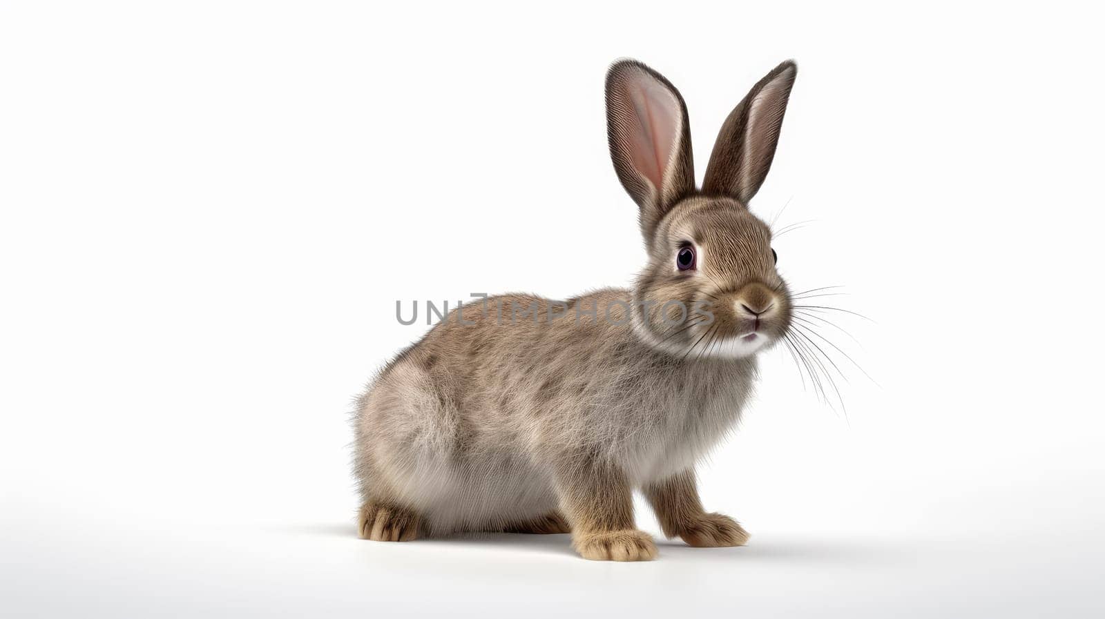 Fluffy domestic rabbit on bright background. artificial art