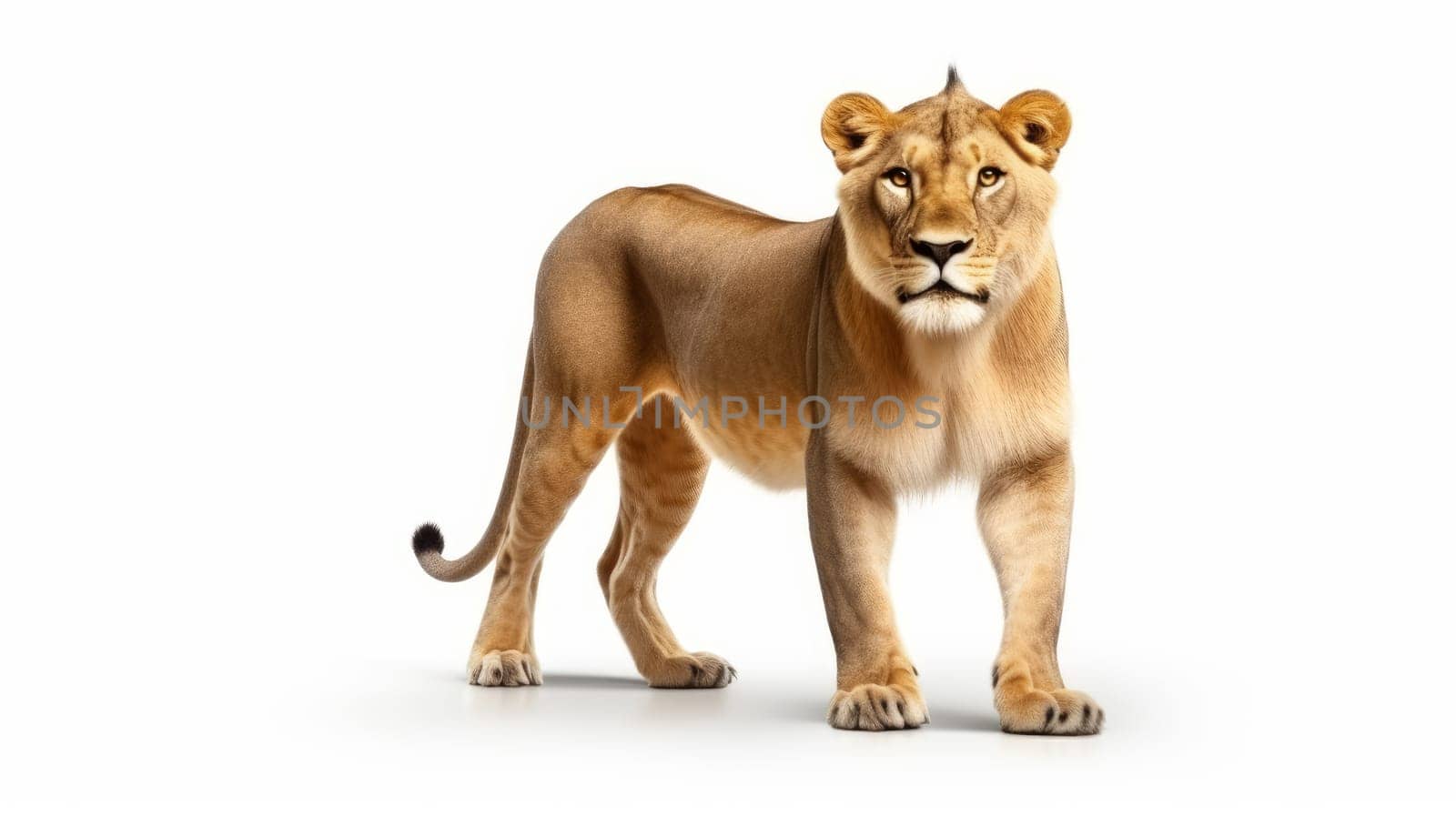 Majestic female Lion predator isolated on white background.. artificial art
