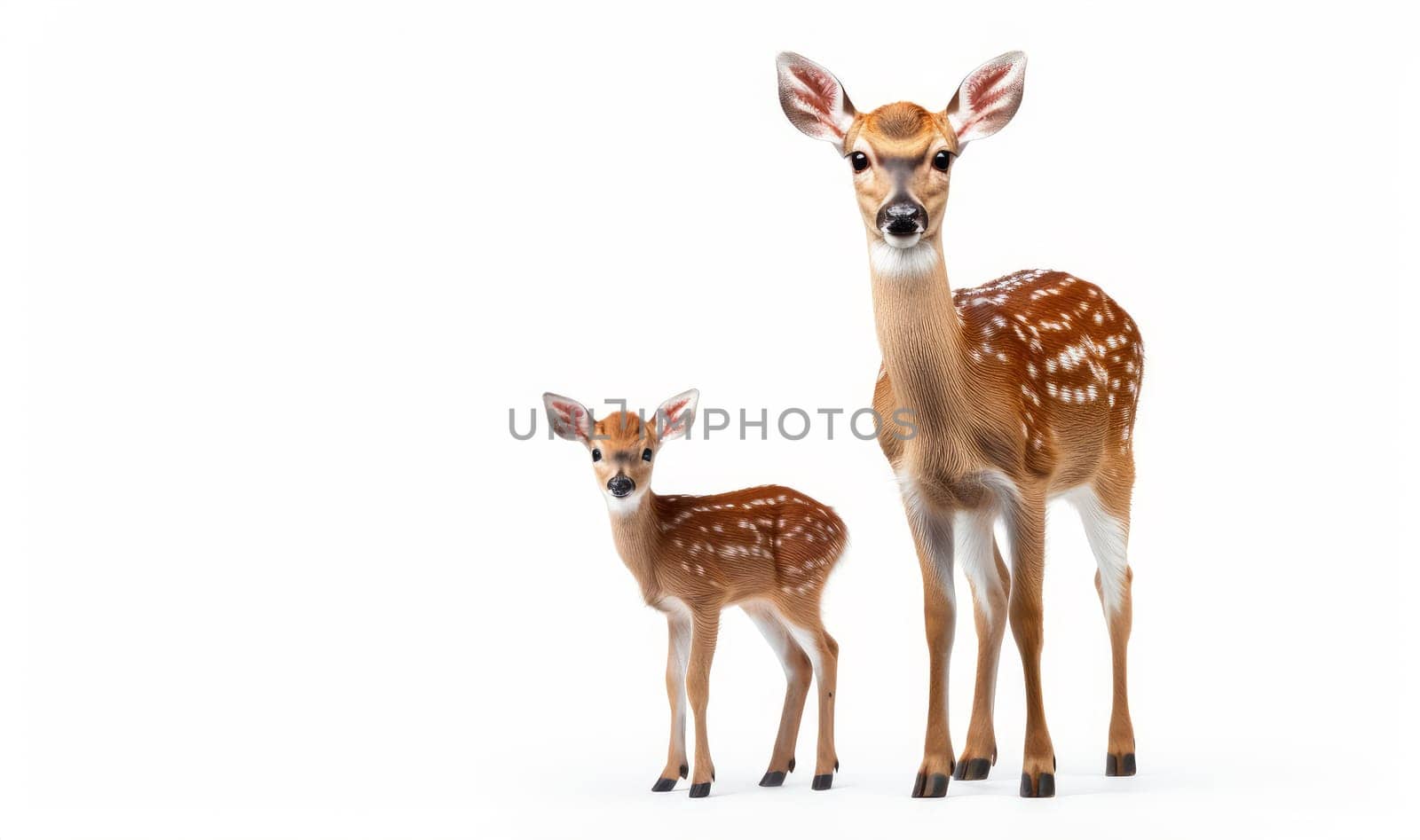 Deer with fawn isolated on white background. artificial art