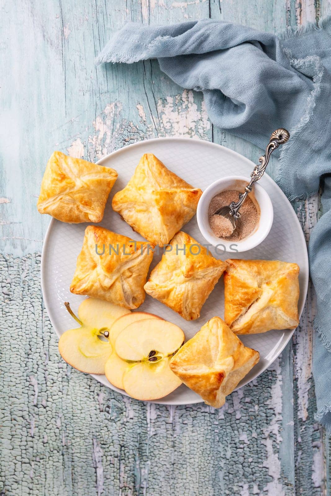 Homemade apple turnovers - puff pastry with apple and cinnamon filling