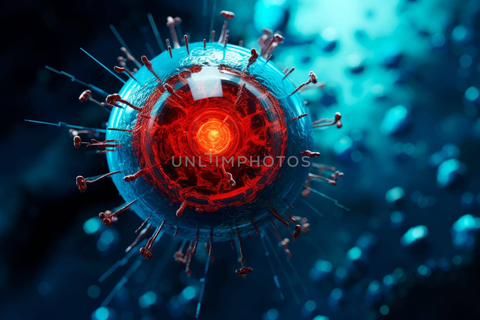 Nano medicine concept. Nano particles robots for pain treatment and substance release. AI generated