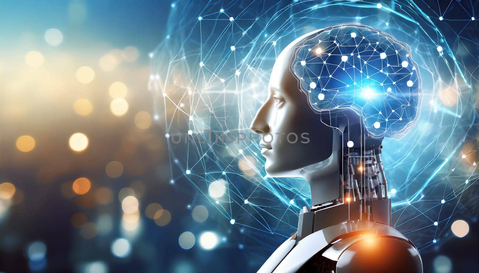 artificial intelligence concept with human head and circuit board. AI generated