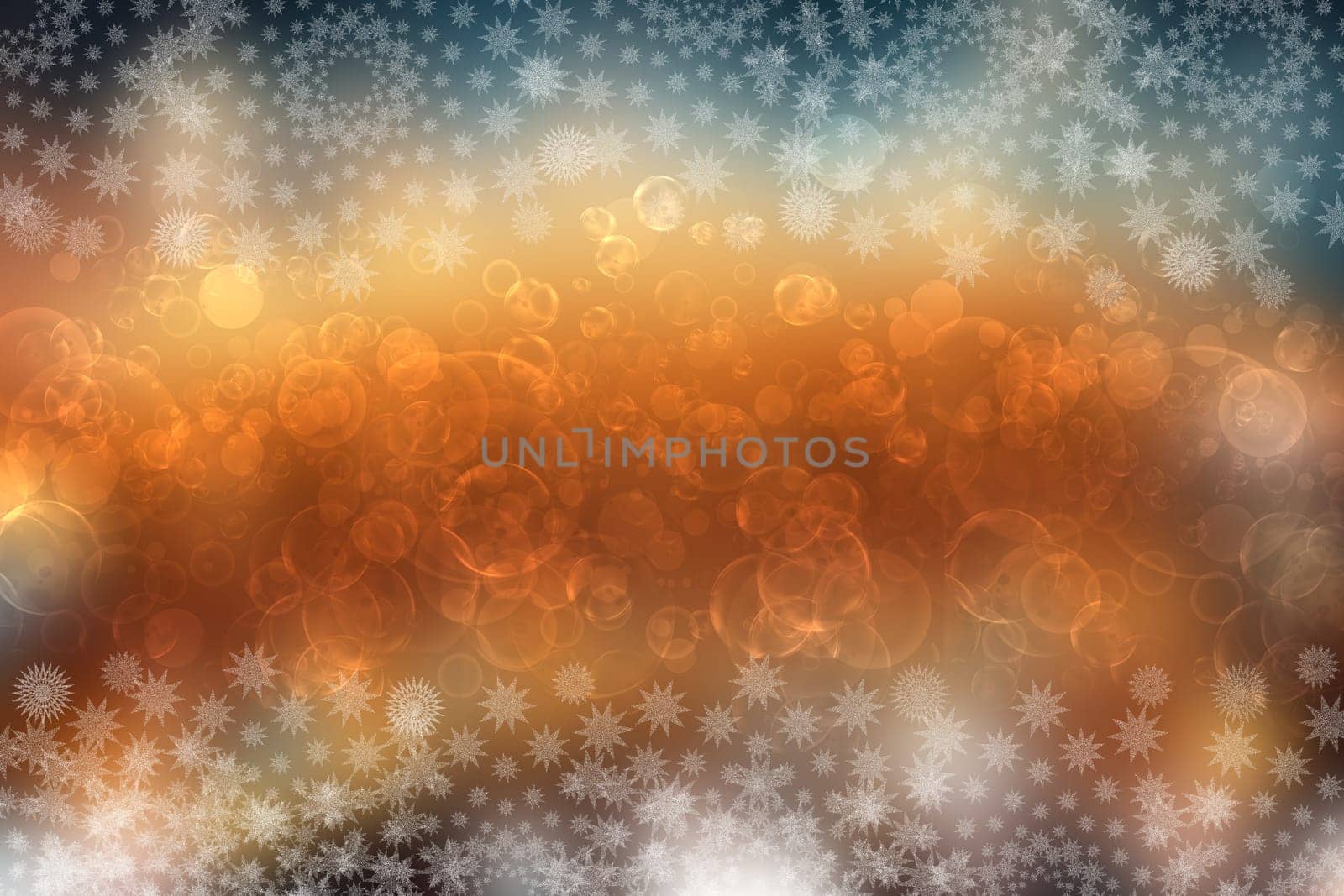 A festive abstract Happy New Year or Christmas texture background and with colorful gold yellow pink blurred bokeh lights and stars. Space for design. Card concept or advertising.