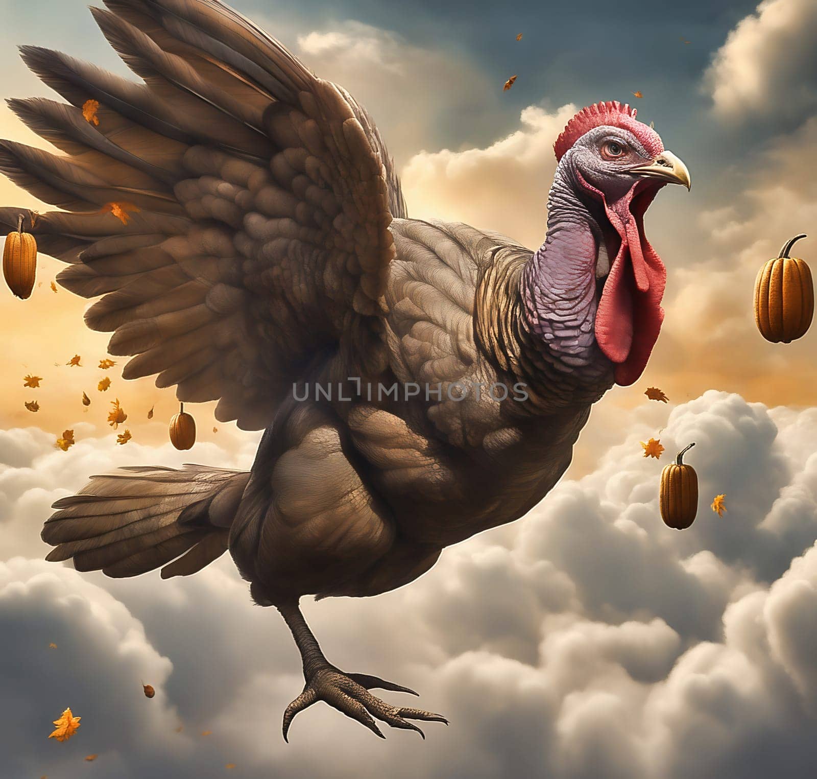 Turkey before side dish for the Thanksgiving feast. Traditional Thanksgiving feast. AI generated image