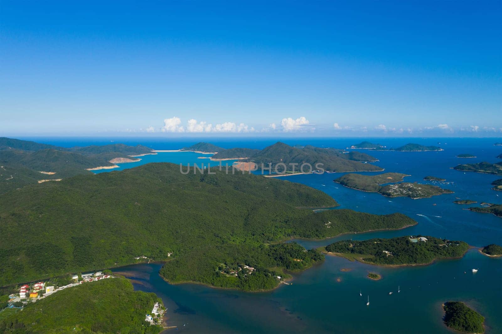 Top view of beautiful landscape island
