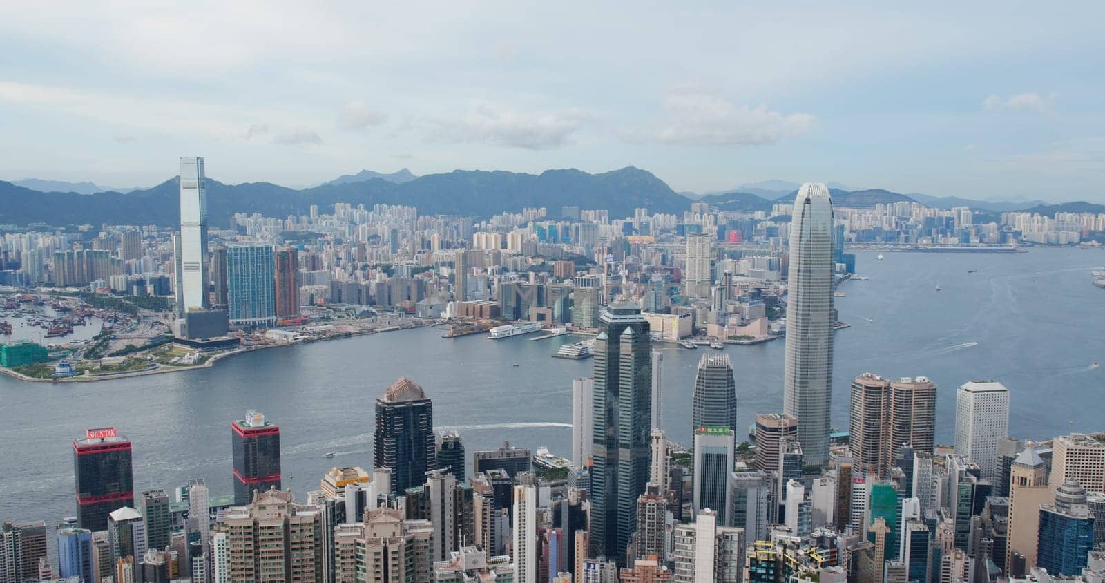 Victoria Peak, Hong Kong 16 July 2020: Hong Kong skyline