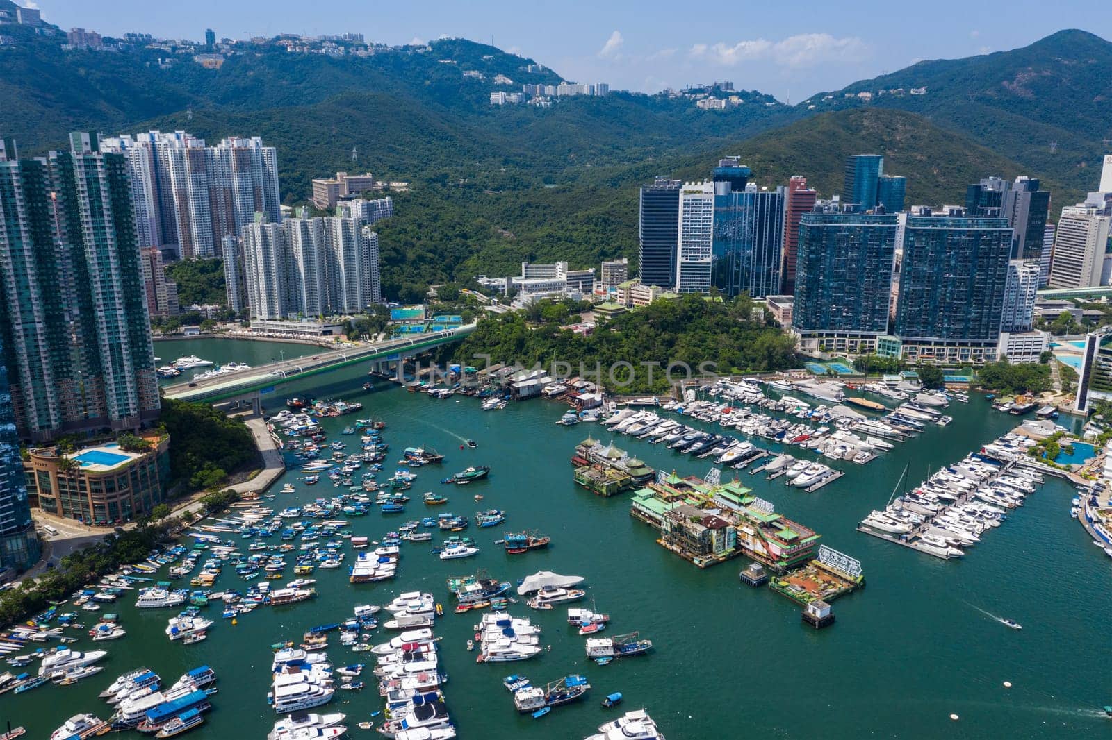 Aberdeen, Hong Kong 24 August 2020: Top view of Hong Kong yacht club