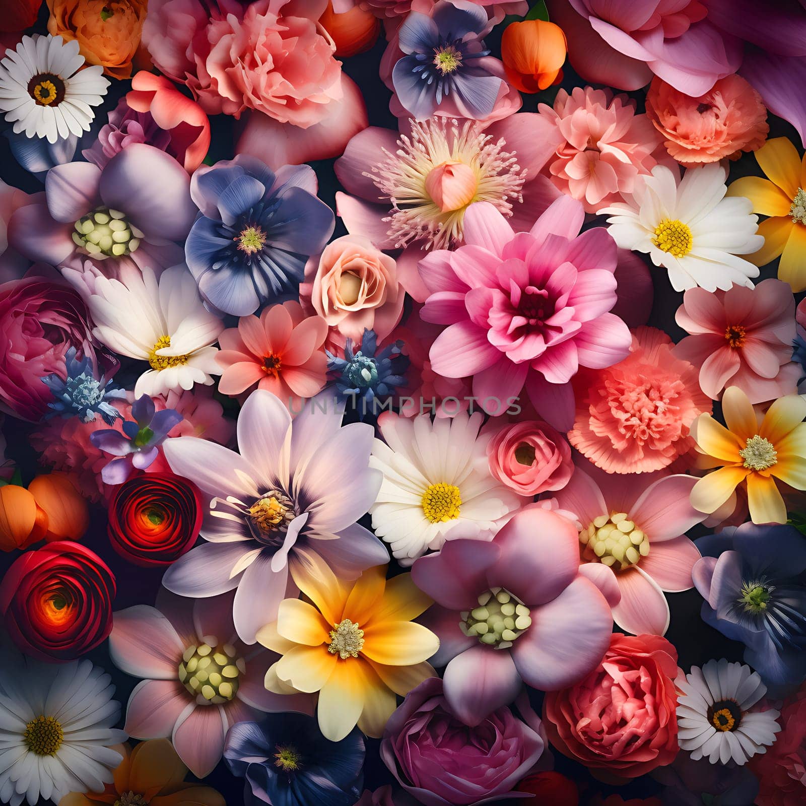 A beautiful background with colorful flowers generated by artificial intelligence