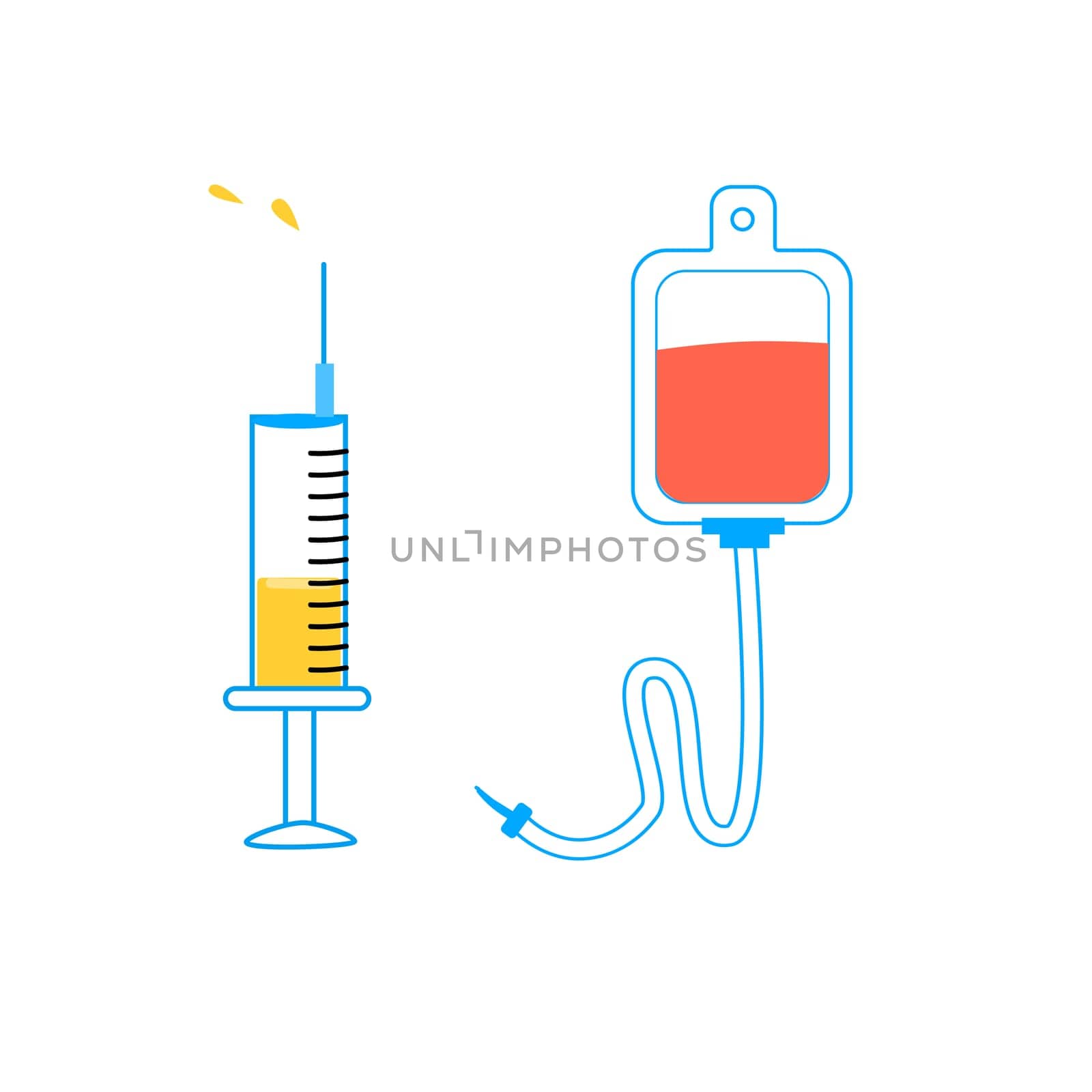medical icons for healthcare syringe and blood equipment. Vector illustration isolated. Can use for medical background.