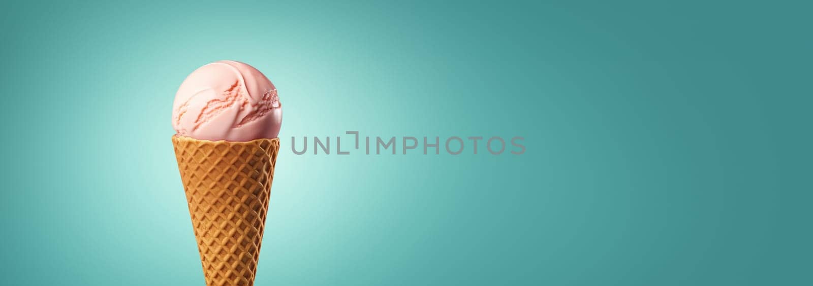 Ice cream cones in summer sky on a tropical beach. delicious ice cream. Lolli ice, cones with different topping, fruit, chocolate and vanilla ice-cream on blue sky background Copy space Holiday concept Space for text