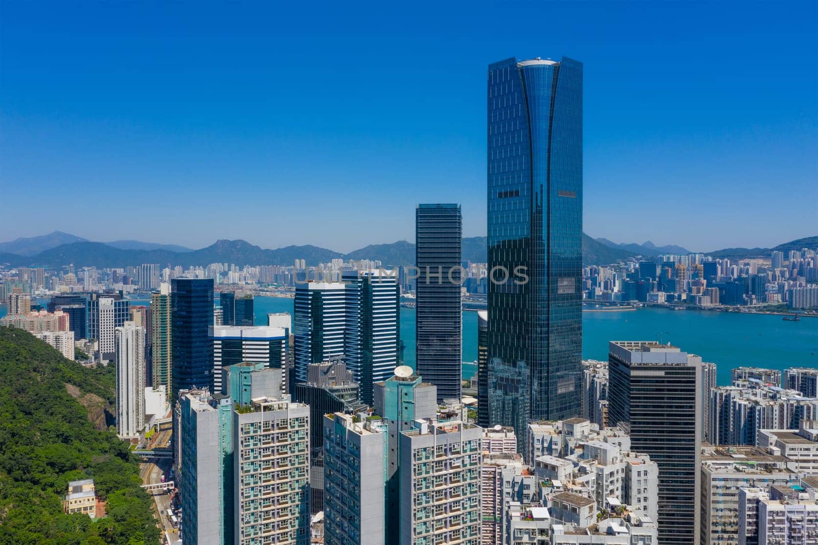 Tai Koo, Hong Kong 22 September 2019: Top view of Hong Kong residential area