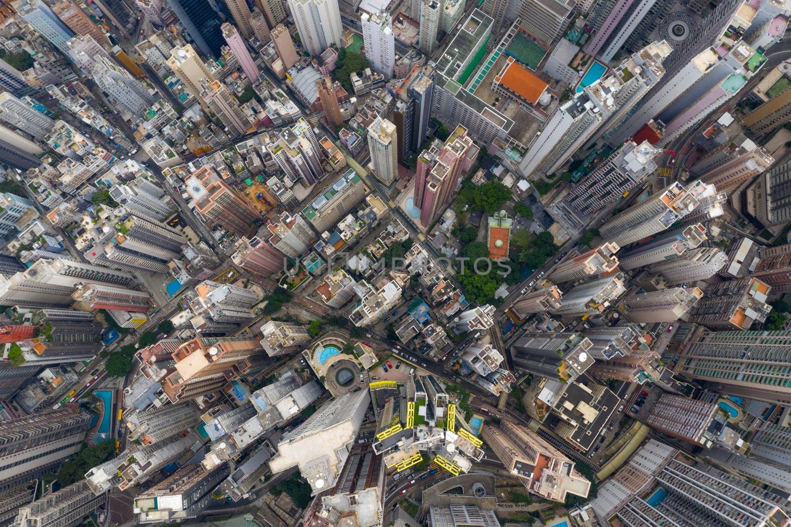 Central, Hong Kong 24 September 2019: Aerial view of Hong Kong city