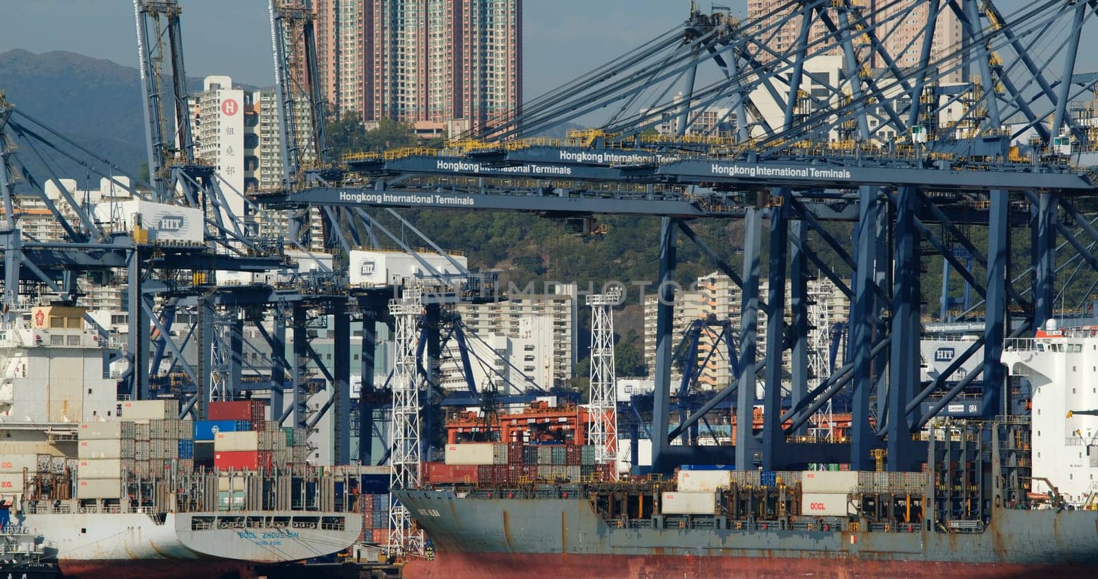Kwai Tsing, Hong Kong 29 November 2019: Kwai Tsing Container Terminals in Hong Kong