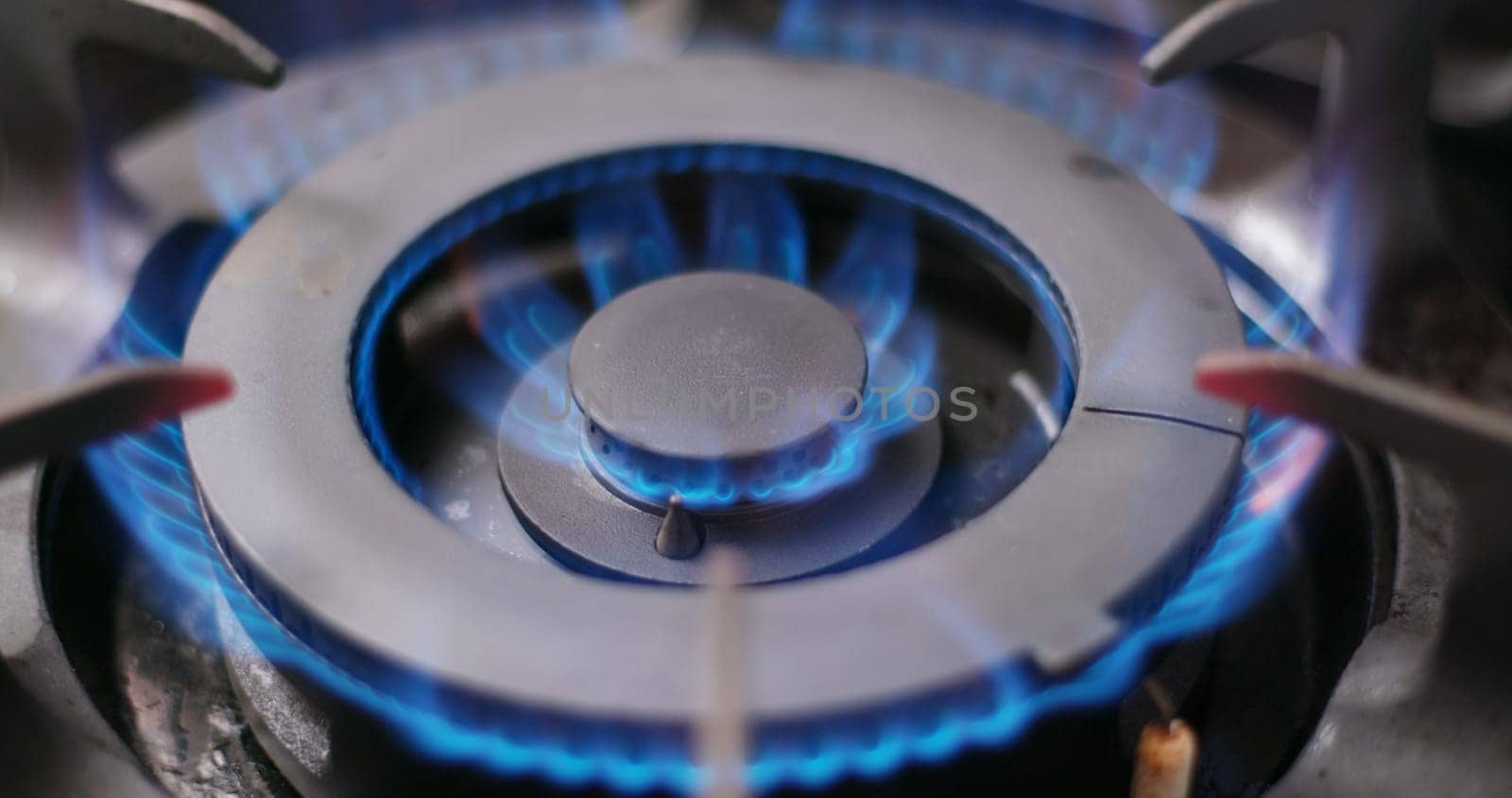 Gas burning from a kitchen gas stove