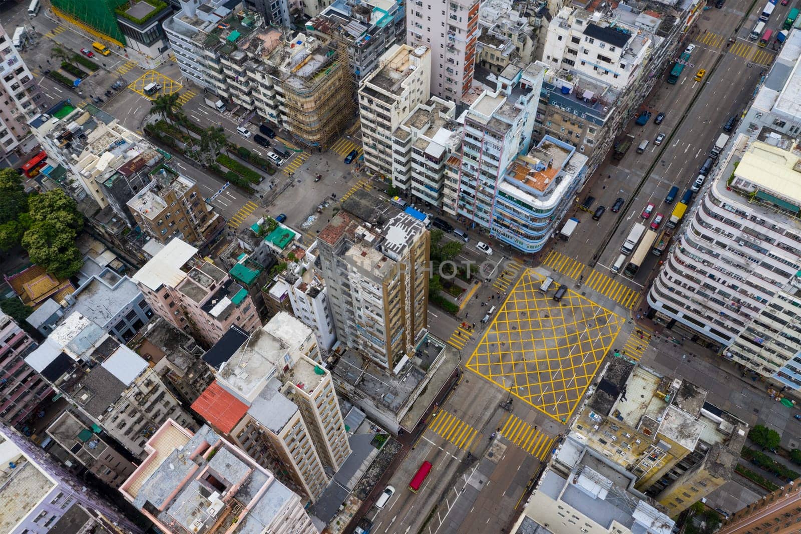 Sham Shui Po, Hong Kong 07 May 2019: Top view of Hong Kong city