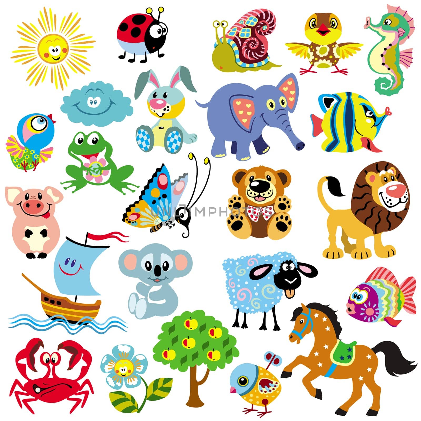 big vector set with pictures for babies and little kids