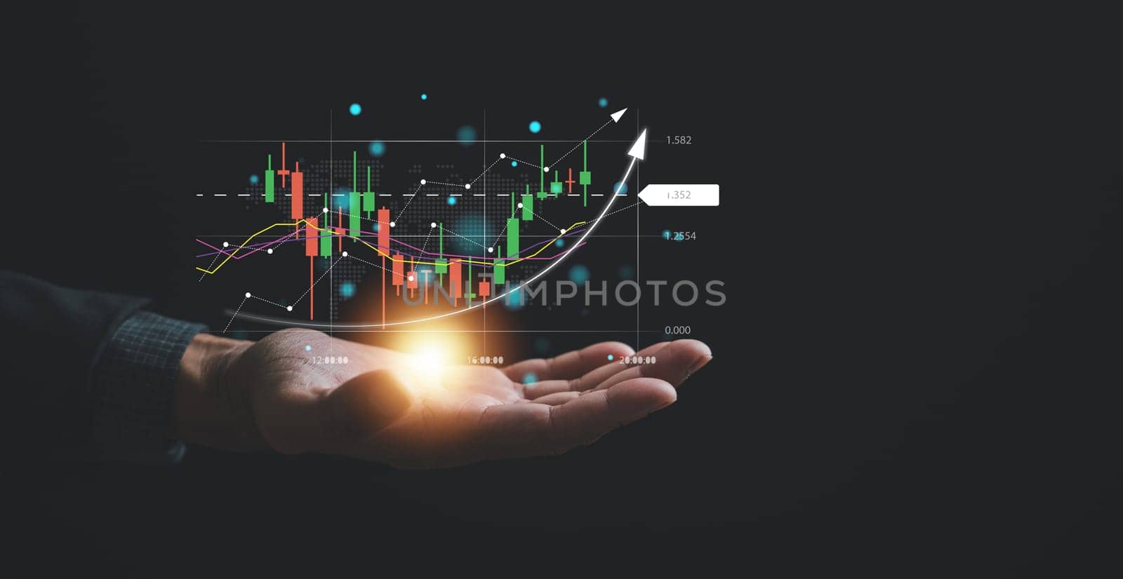 Navigating the complexities of the stock market, a trader or investor relies on a palm-sized device, examining candlestick charts and employing cutting-edge tools to optimize their trading strategies.