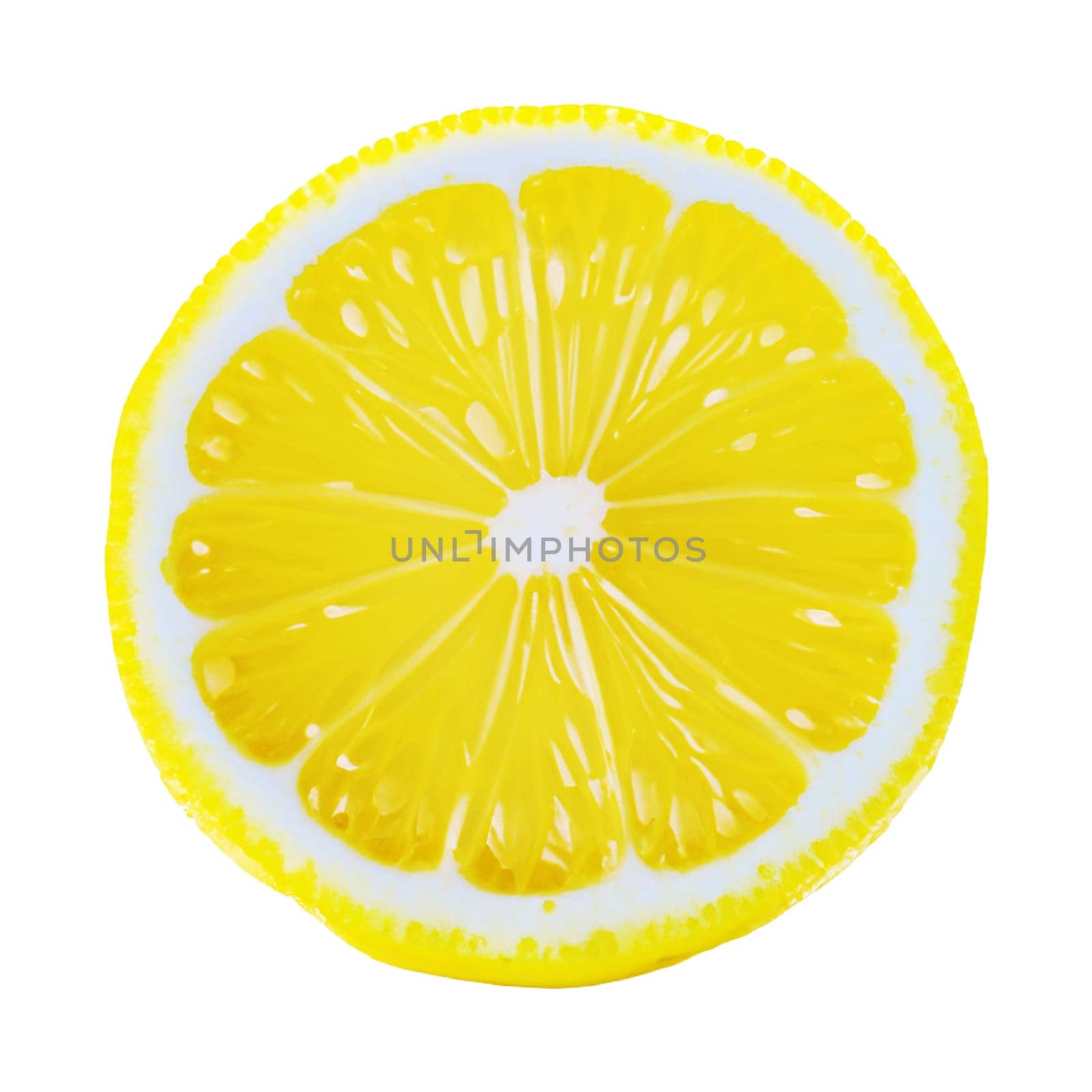 vibrant slice of lemon isolated on a clean white background
