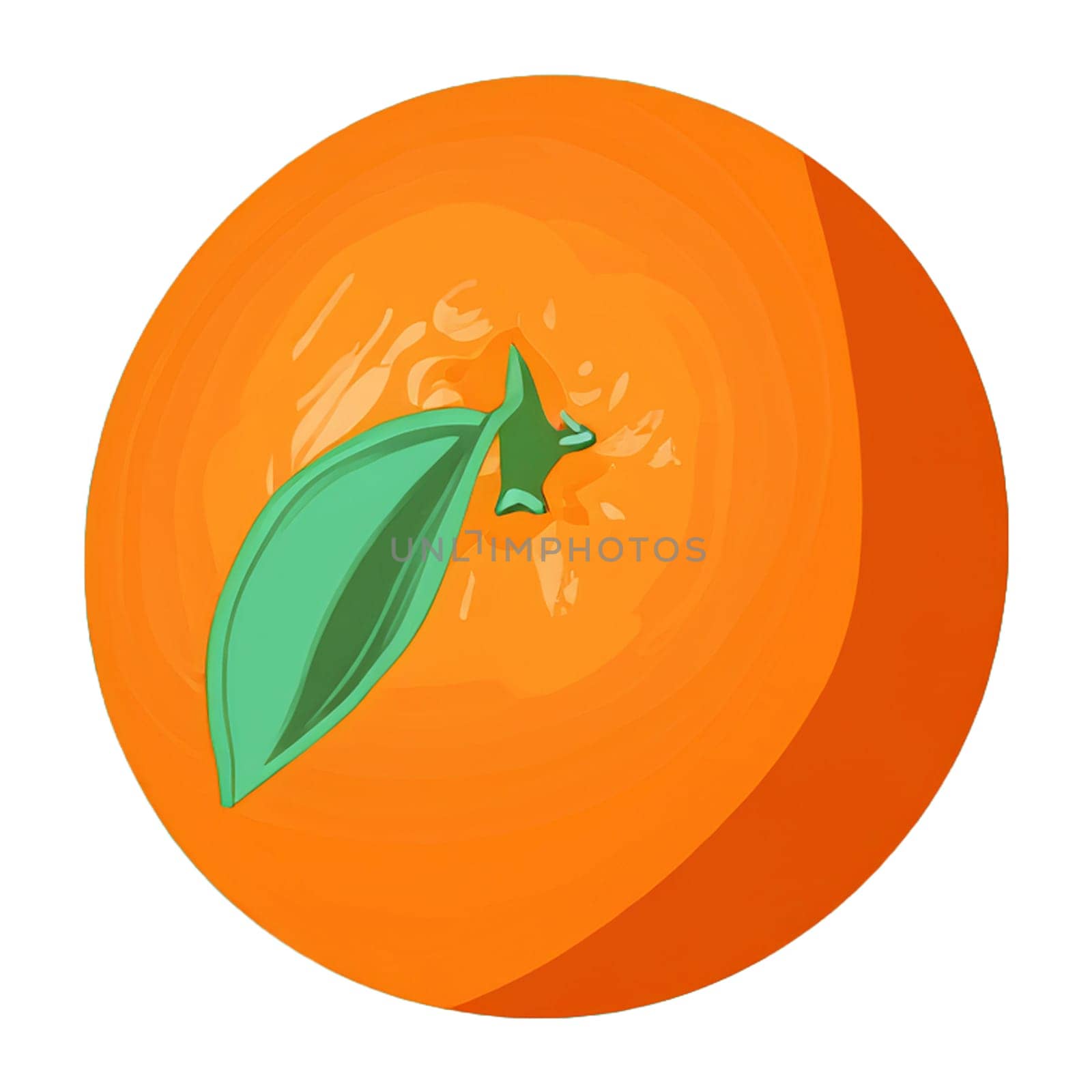 Illustrative image of tangerine with green leaf isolated on white background