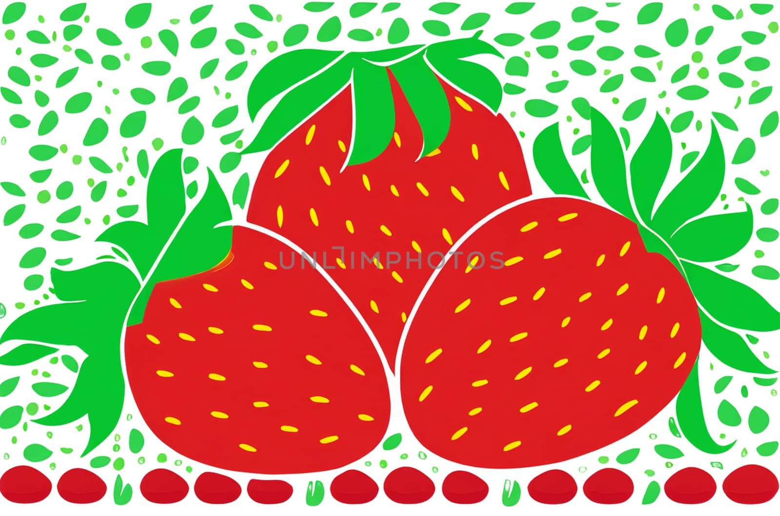 illustration of strawberries with green petals