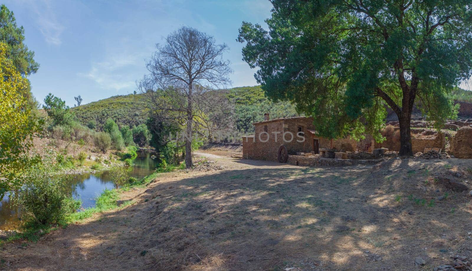 Old watermill building at Arrago River close to Perales del Puerto, Sierra de Gata, Caceres, Extremadura, Spain