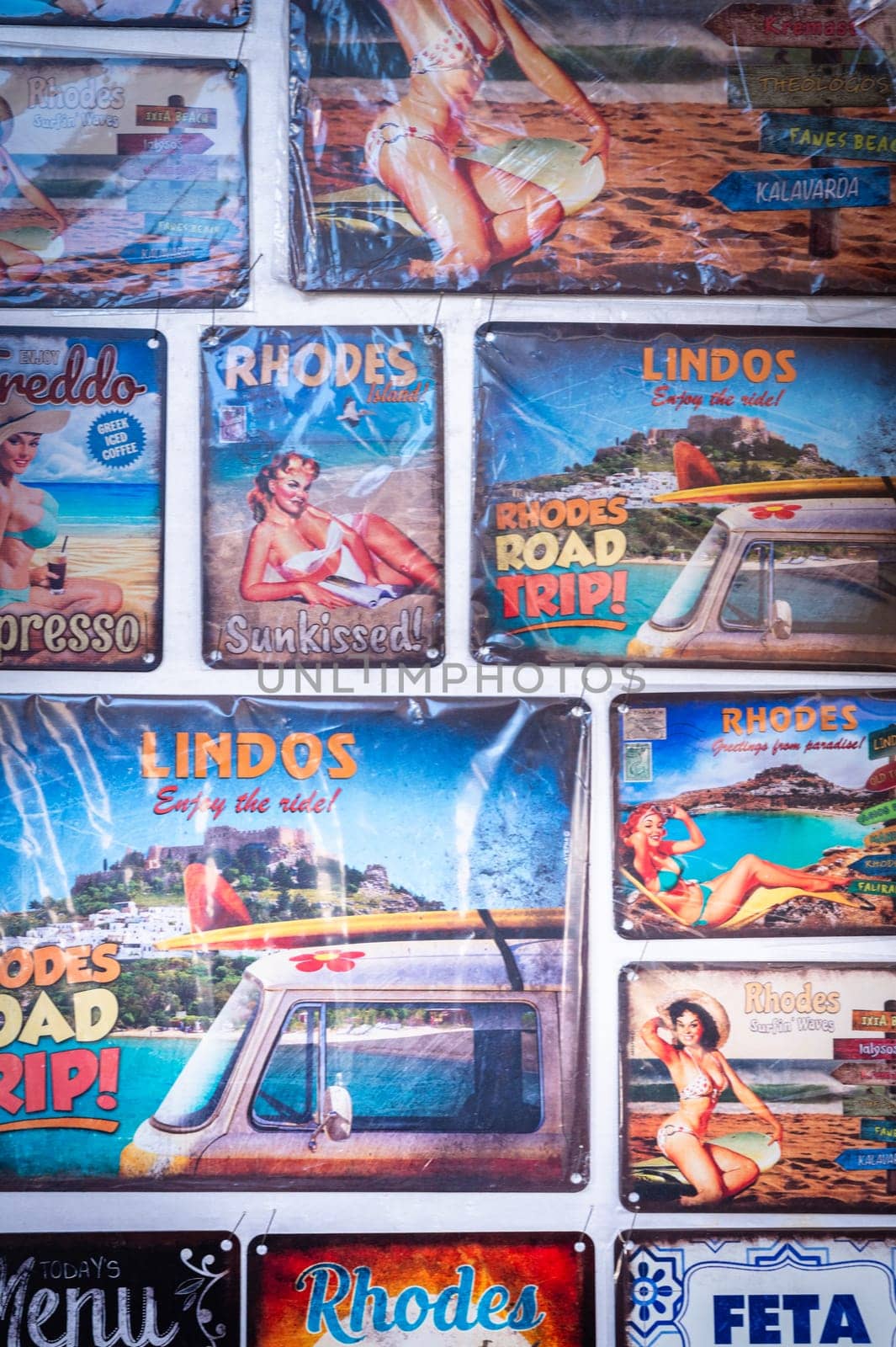 October 17 2023, Lindos city vintage commercial and turistic postcards