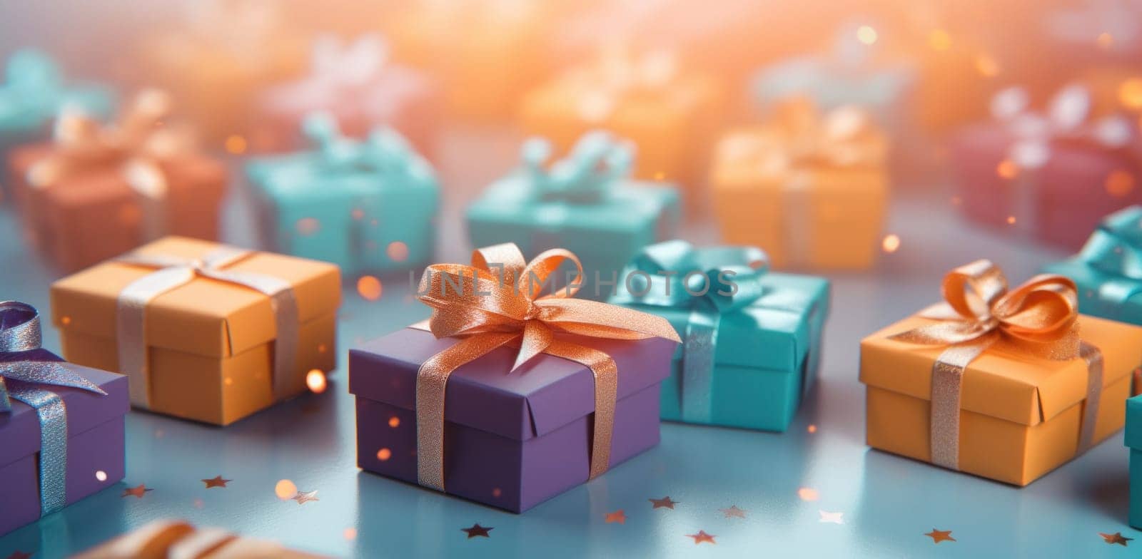 a bunch of brightly colored gift boxes.