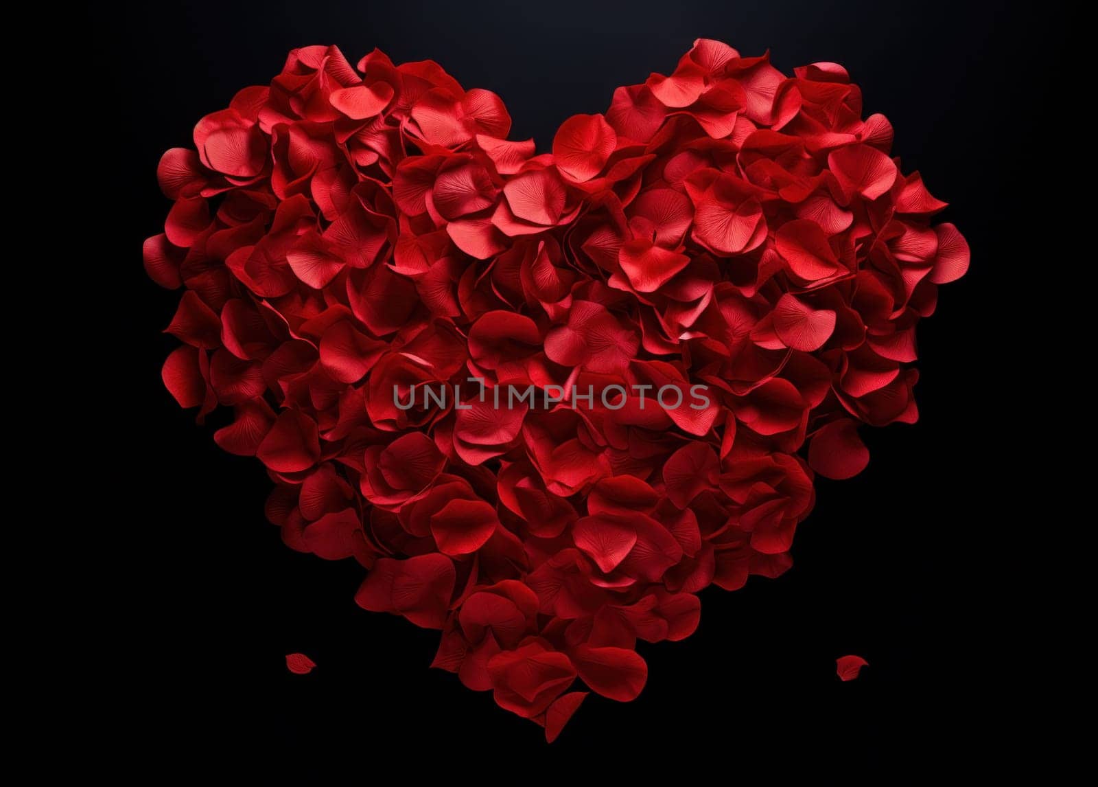 love shaped from red rose petals.