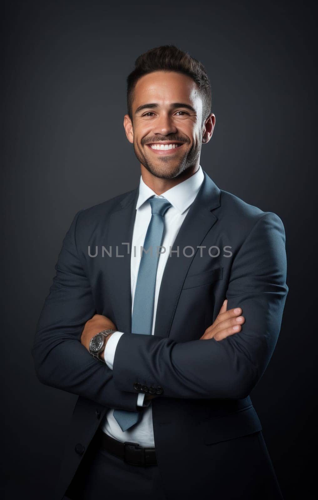 a smiling business executive in a suit.
